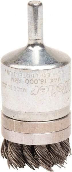 Weiler - 1-1/8" Brush Diam, Knotted, End Brush - 1/4" Diam Shank, 18,000 Max RPM - Exact Industrial Supply