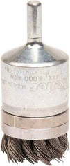 Weiler - 1-1/8" Brush Diam, Knotted, End Brush - 1/4" Diam Shank, 18,000 Max RPM - Exact Industrial Supply