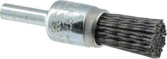 Weiler - 180 Grit, 1/2" Brush Diam, Crimped, End Brush - Very Fine Grade, 1/4" Diam Shank, 10,000 Max RPM - Exact Industrial Supply