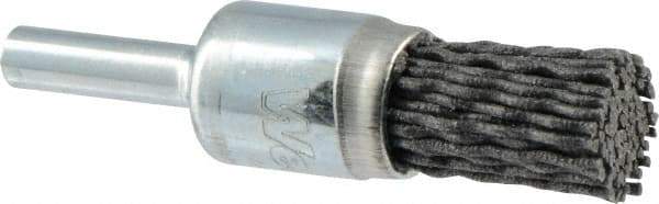 Weiler - 120 Grit, 1/2" Brush Diam, Crimped, End Brush - Fine Grade, 1/4" Diam Shank, 10,000 Max RPM - Exact Industrial Supply