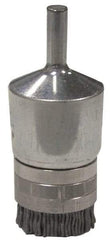 Weiler - 180 Grit, 3/4" Brush Diam, Crimped, End Brush - Very Fine Grade, 1/4" Diam Shank, 10,000 Max RPM - Exact Industrial Supply