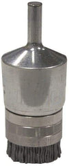 Weiler - 180 Grit, 1" Brush Diam, Crimped, End Brush - Very Fine Grade, 1/4" Diam Shank, 10,000 Max RPM - Exact Industrial Supply