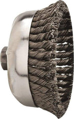 Weiler - 6" Diam, 5/8-11 Threaded Arbor, Steel Fill Cup Brush - 0.035 Wire Diam, 1-3/8" Trim Length, 6,600 Max RPM - Exact Industrial Supply