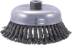 Weiler - 6" Diam, 5/8-11 Threaded Arbor, Steel Fill Cup Brush - 0.035 Wire Diam, 1-5/8" Trim Length, 6,000 Max RPM - Exact Industrial Supply