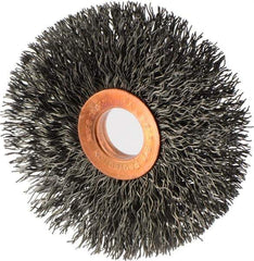 Weiler - 3" OD, 5/8" Arbor Hole, Crimped Steel Wheel Brush - 5/8" Face Width, 15/16" Trim Length, 0.014" Filament Diam, 20,000 RPM - Exact Industrial Supply
