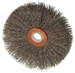 Weiler - 3" OD, 1/2" Arbor Hole, Crimped Stainless Steel Wheel Brush - 5/8" Face Width, 1" Trim Length, 0.008" Filament Diam, 20,000 RPM - Exact Industrial Supply