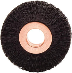 Weiler - 2" OD, 1/2" Arbor Hole, Nylon Wheel Brush - 3/8" Face Width, 1/2" Trim Length, 0.01" Filament Diam, 20,000 RPM - Exact Industrial Supply