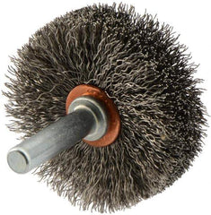 Weiler - 1-3/4" OD, 1/4" Shank Diam, Crimped Stainless Steel Wheel Brush - 1/2" Face Width, 5/8" Trim Length, 0.008" Filament Diam, 20,000 RPM - Exact Industrial Supply