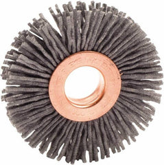 Weiler - 2" OD, 1/2" Arbor Hole, Nylon Wheel Brush - 3/8" Face Width, 1/2" Trim Length, 0.04" Filament Diam, 10,000 RPM - Exact Industrial Supply