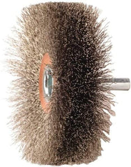 Weiler - 3" OD, 1/4" Shank Diam, Crimped Stainless Steel Wheel Brush - 1" Face Width, 15/16" Trim Length, 0.008" Filament Diam, 20,000 RPM - Exact Industrial Supply