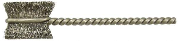 Weiler - 3/4" Diam Flat Steel Tube Brush - 0.005" Filament Diam, 5/8" Brush Length, 2-1/4" OAL, 1/8" Diam Shank - Exact Industrial Supply