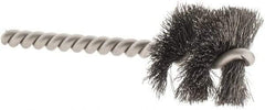 Weiler - 1-1/8" Diam Helical Steel Tube Brush - 0.008" Filament Diam, 1" Brush Length, 3-1/2" OAL, 1/4" Diam Stainless Steel Shank - Exact Industrial Supply
