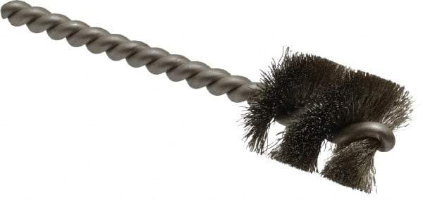 Weiler - 7/8" Diam Helical Stainless Steel Tube Brush - 0.006" Filament Diam, 1" Brush Length, 3-1/2" OAL, 7/32" Diam Stainless Steel Shank - Exact Industrial Supply