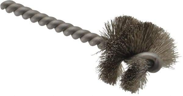 Weiler - 1-1/4" Diam Helical Stainless Steel Tube Brush - 0.008" Filament Diam, 1" Brush Length, 3-1/2" OAL, 1/4" Diam Stainless Steel Shank - Exact Industrial Supply