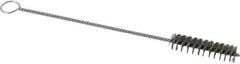Weiler - 2" Long x 1/2" Diam Steel Hand Tube Brush - Single Spiral, 8" OAL, 0.004" Wire Diam, 1/8" Shank Diam - Exact Industrial Supply