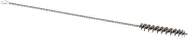 Weiler - 1-1/2" Long x 1/4" Diam Stainless Steel Hand Tube Brush - Single Spiral, 7" OAL, 0.003" Wire Diam, 3/32" Shank Diam - Exact Industrial Supply