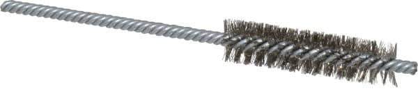 Weiler - 1/2" Diam Helical Stainless Steel Tube Brush - Double Spiral, 0.006" Filament Diam, 2" Brush Length, 5" OAL, 5/32" Diam Shank - Exact Industrial Supply