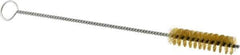 Weiler - 2" Long x 1/2" Diam Brass Hand Tube Brush - Single Spiral, 8" OAL, 0.004" Wire Diam, 1/8" Shank Diam - Exact Industrial Supply