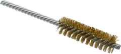 Weiler - 3/4" Diam Helical Brass Tube Brush - Double Spiral, 0.006" Filament Diam, 2-1/2" Brush Length, 5-1/2" OAL, 1/4" Diam Shank - Exact Industrial Supply