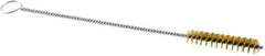Weiler - 2" Long x 3/8" Diam Brass Hand Tube Brush - Single Spiral, 8" OAL, 0.004" Wire Diam, 1/8" Shank Diam - Exact Industrial Supply
