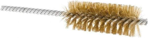 Weiler - 1" Diam Helical Brass Tube Brush - Double Spiral, 0.006" Filament Diam, 2-1/2" Brush Length, 5-1/2" OAL, 1/4" Diam Shank - Exact Industrial Supply