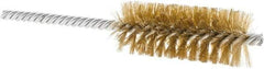 Weiler - 1" Diam Helical Brass Tube Brush - Double Spiral, 0.006" Filament Diam, 2-1/2" Brush Length, 5-1/2" OAL, 1/4" Diam Shank - Exact Industrial Supply