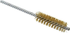 Weiler - 5/8" Diam Helical Brass Tube Brush - Double Spiral, 0.008" Filament Diam, 2" Brush Length, 5-1/2" OAL, 7/32" Diam Shank - Exact Industrial Supply