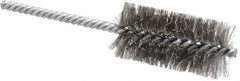 Weiler - 1-1/4" Diam Helical Stainless Steel Tube Brush - Double Spiral, 0.006" Filament Diam, 2-1/2" Brush Length, 5-1/2" OAL, 1/4" Diam Shank - Exact Industrial Supply
