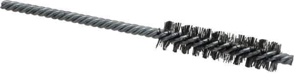 Weiler - 1/2" Diam Helical Steel Tube Brush - Double Spiral, 0.0104" Filament Diam, 2" Brush Length, 5" OAL, 5/32" Diam Shank - Exact Industrial Supply