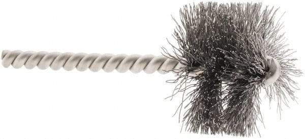 Weiler - 1-1/2" Diam Helical Steel Tube Brush - 0.0104" Filament Diam, 1" Brush Length, 3-1/2" OAL, 1/4" Diam Stainless Steel Shank - Exact Industrial Supply