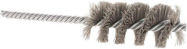 Weiler - 1-1/8" Diam Helical Nylon Tube Brush - Single Spiral, 0.012" Filament Diam, 2-1/2" Brush Length, 5-1/2" OAL, 1/4" Diam Shank - Exact Industrial Supply