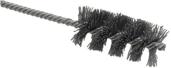 Weiler - 1-1/4" Diam Helical Nylon Tube Brush - Single Spiral, 0.022" Filament Diam, 2-1/2" Brush Length, 5-1/2" OAL, 1/4" Diam Shank - Exact Industrial Supply
