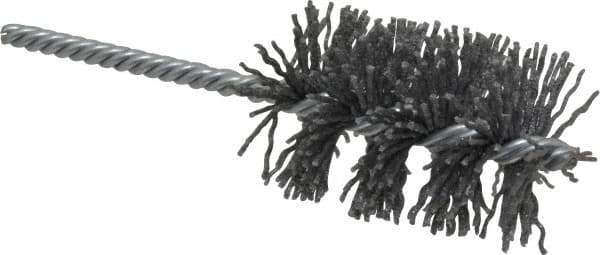 Weiler - 1-3/4" Diam Helical Nylon Tube Brush - Single Spiral, 0.04" Filament Diam, 2-1/2" Brush Length, 5-1/2" OAL, 1/4" Diam Shank - Exact Industrial Supply