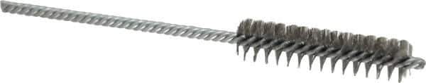 Weiler - 3/8" Diam Helical Steel Tube Brush - Double Spiral, 0.003" Filament Diam, 2" Brush Length, 4" OAL, 1/8" Diam Shank - Exact Industrial Supply