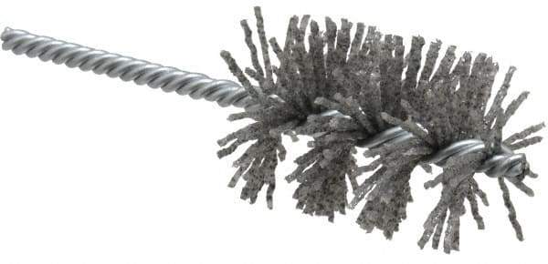 Weiler - 1-3/4" Diam Helical Nylon Tube Brush - Single Spiral, 0.06" Filament Diam, 2-1/2" Brush Length, 5-1/2" OAL, 1/4" Diam Shank - Exact Industrial Supply
