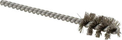Weiler - 9/16" Diam Helical Stainless Steel Tube Brush - 0.0104" Filament Diam, 1" Brush Length, 3-1/2" OAL, 3/16" Diam Stainless Steel Shank - Exact Industrial Supply