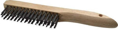 Weiler - 4 Rows x 16 Columns Shoe Handle Steel Scratch Brush - 5" Brush Length, 10" OAL, 1" Trim Length, Wood Shoe Handle - Exact Industrial Supply