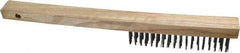 Weiler - 4 Rows x 18 Columns Curved Handle Steel Scratch Brush - 6" Brush Length, 14" OAL, 1" Trim Length, Wood Curved Handle - Exact Industrial Supply