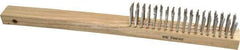 Weiler - 4 Rows x 18 Columns Curved Handle Stainless Steel Scratch Brush - 6" Brush Length, 14" OAL, 1" Trim Length, Wood Curved Handle - Exact Industrial Supply