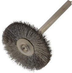 Weiler - 1" OD, 1/8" Shank Diam, Crimped Stainless Steel Wheel Brush - 5/16" Trim Length, 0.003" Filament Diam, 37,000 RPM - Exact Industrial Supply