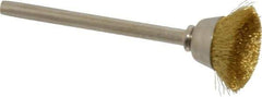 Weiler - 5/8" Diam, 1/8" Shank Crimped Wire Brass Cup Brush - 0.003" Filament Diam, 1/4" Trim Length, 37,000 Max RPM - Exact Industrial Supply