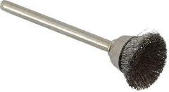 Weiler - 5/8" Diam, 1/8" Shank Crimped Wire Stainless Steel Cup Brush - 0.005" Filament Diam, 1/4" Trim Length, 37,000 Max RPM - Exact Industrial Supply