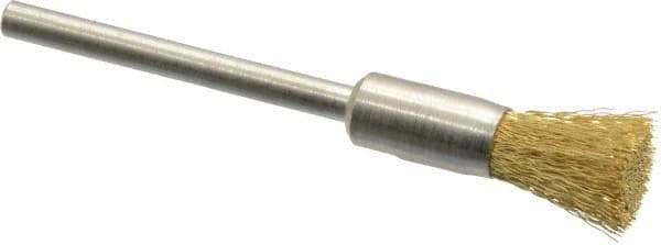 Weiler - 1/4" Brush Diam, Crimped, End Brush - 1/8" Diam Shank, 37,000 Max RPM - Exact Industrial Supply