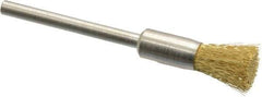 Weiler - 1/4" Brush Diam, Crimped, End Brush - 1/8" Diam Shank, 37,000 Max RPM - Exact Industrial Supply
