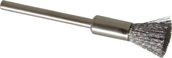 Weiler - 1/4" Brush Diam, Crimped, End Brush - 1/8" Diam Shank, 37,000 Max RPM - Exact Industrial Supply