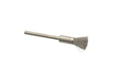 Weiler - 1/4" Brush Diam, Crimped, End Brush - 1/8" Diam Shank, 37,000 Max RPM - Exact Industrial Supply