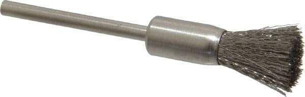 Weiler - 5/16" Brush Diam, Crimped, End Brush - 1/8" Diam Shank, 25,000 Max RPM - Exact Industrial Supply