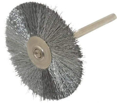 Weiler - 1-1/2" OD, 1/8" Shank Diam, Crimped Steel Wheel Brush - 1/2" Trim Length, 0.005" Filament Diam, 25,000 RPM - Exact Industrial Supply