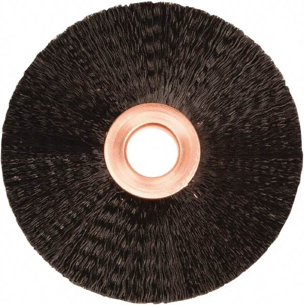 Weiler - 3" OD, 1/2" Arbor Hole, Nylon Wheel Brush - 3/8" Face Width, 1" Trim Length, 0.01" Filament Diam, 20,000 RPM - Exact Industrial Supply
