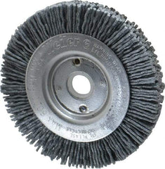 Weiler - 3" OD, 1/2" Arbor Hole, Crimped Nylon Wheel Brush - 3/8" Face Width, 1/2" Trim Length, 0.04" Filament Diam, 6,000 RPM - Exact Industrial Supply